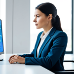 A focused marketing strategist, a professional woman in a modest business suit, is shown in a modern, bright office. She is seated at a sleek, minimalist desk, looking intently at a transparent, holographic display. The display visualizes complex data analytics and predictive models, with glowing lines representing data streams converging towards a large, stylized email icon. The background features subtle, abstract representations of algorithms and neural networks, suggesting intelligent processing. The overall scene is clean and futuristic, emphasizing the power of machine learning in digital marketing.
    *   **Safety & Quality Modifiers:** Fully clothed, appropriate attire, professional dress, modest clothing, safe for work, appropriate content, perfect anatomy, correct proportions, natural pose, well-formed hands, proper finger count, natural body proportions, professional photography, high quality.