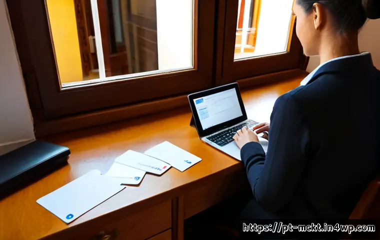 Home 17 이메일 마케팅 자동화의 기초 개념 - Photorealistic home-office scene in Portugal, a small business owner seated at a clean wooden desk r...
